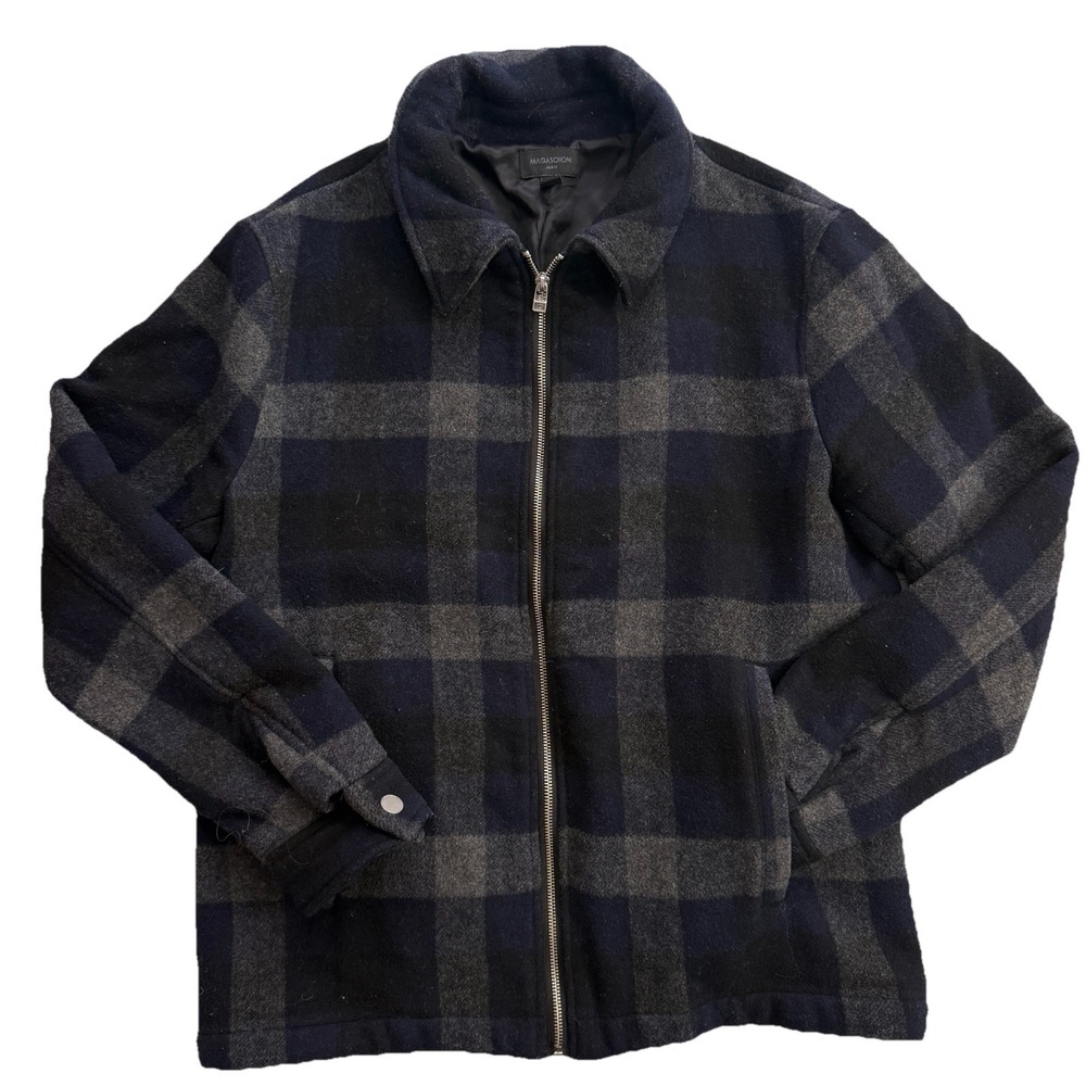 Magaschoni Man Fall Jacket Winter Coat Size Medium Wool Blend Designer Navy Gray